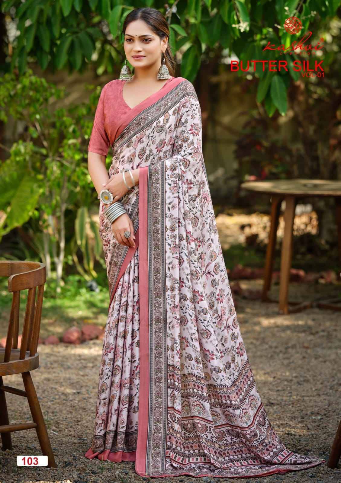 BUTTER SILK By KASHVI 101 to 108 Series Indian Traditional Wear Collection Beautiful Stylish Fancy Colorful Party Wear & Occasional Wear SILK CRAPE DIGITAL PRINT Sarees At Wholesale Price